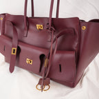 Balenciaga Bel Air Borsa Media in Pelle Bordeaux con Hardware Dorato