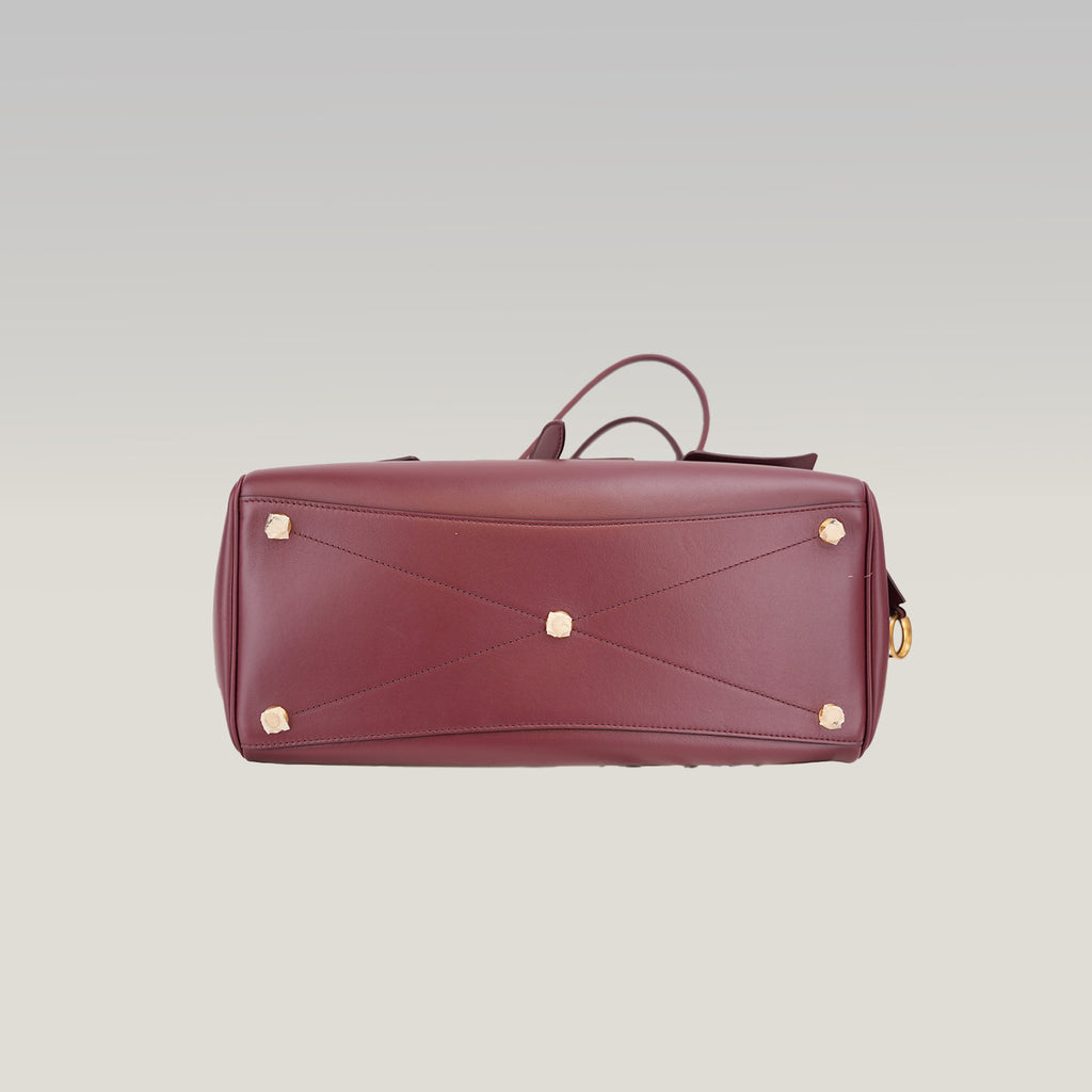 Balenciaga Bel Air Borsa Media in Pelle Bordeaux con Hardware Dorato