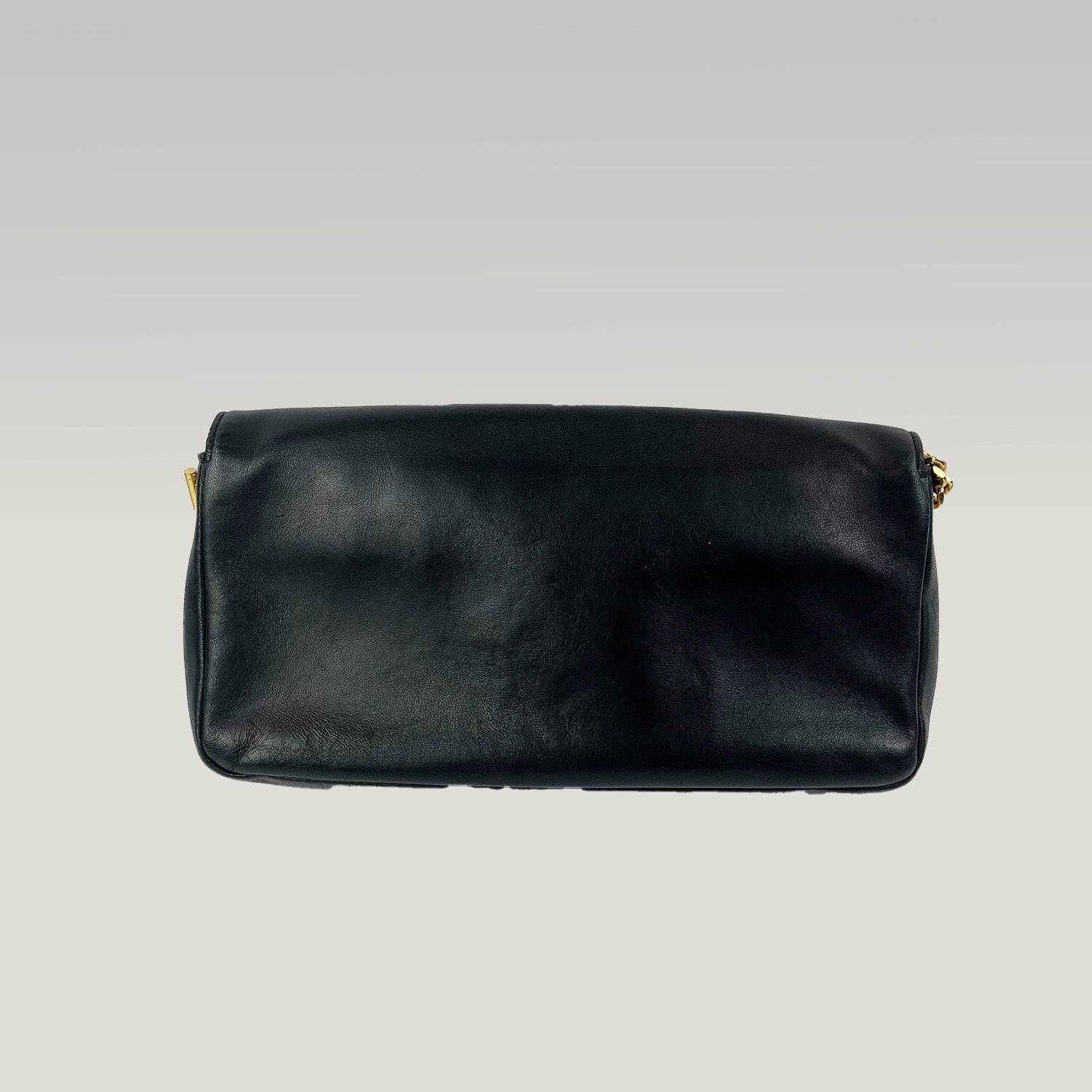 Saint Laurent Kate Tassel Clutch Black Leather YSL Logo Gold Chain Bag