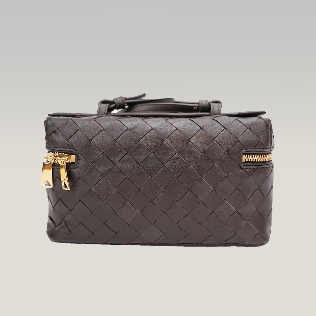 Bottega Veneta Beauty Case Intrecciato in Pelle Marrone