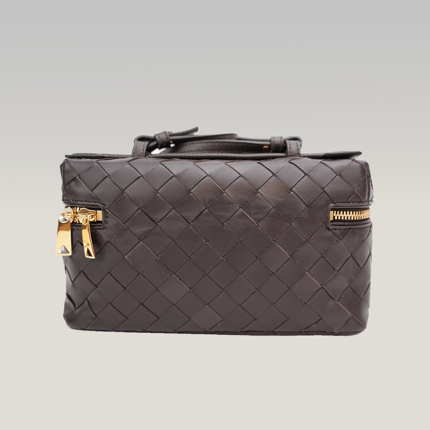 Bottega Veneta Beauty Case Intrecciato in Pelle Marrone