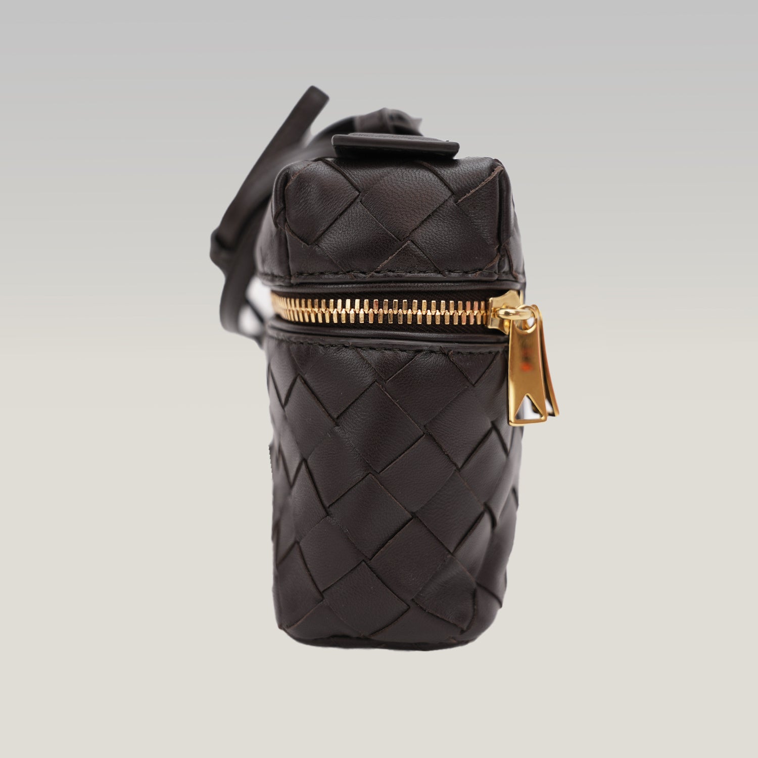 Bottega Veneta Beauty Case Intrecciato in Pelle Marrone