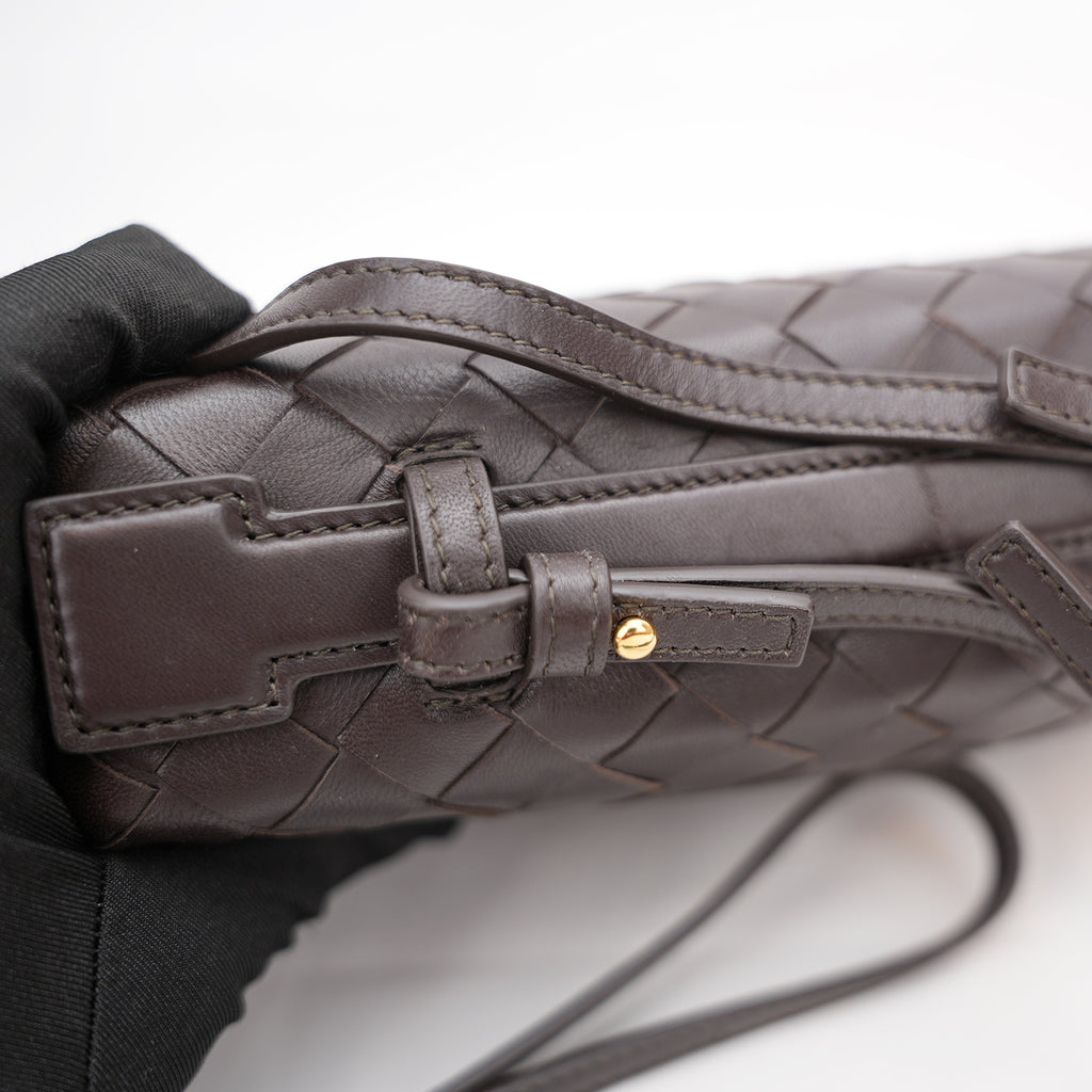 Bottega Veneta Beauty Case Intrecciato in Pelle Marrone