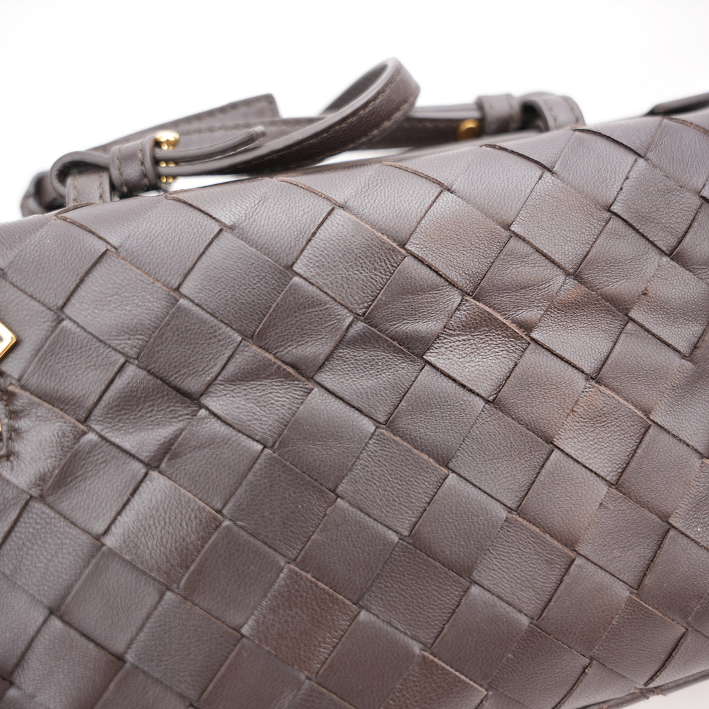 Bottega Veneta Beauty Case Intrecciato in Pelle Marrone