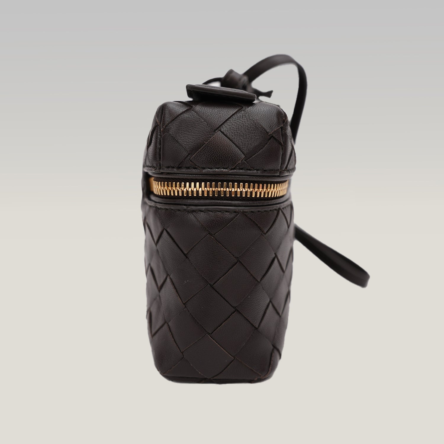 Bottega Veneta Beauty Case Intrecciato in Pelle Marrone