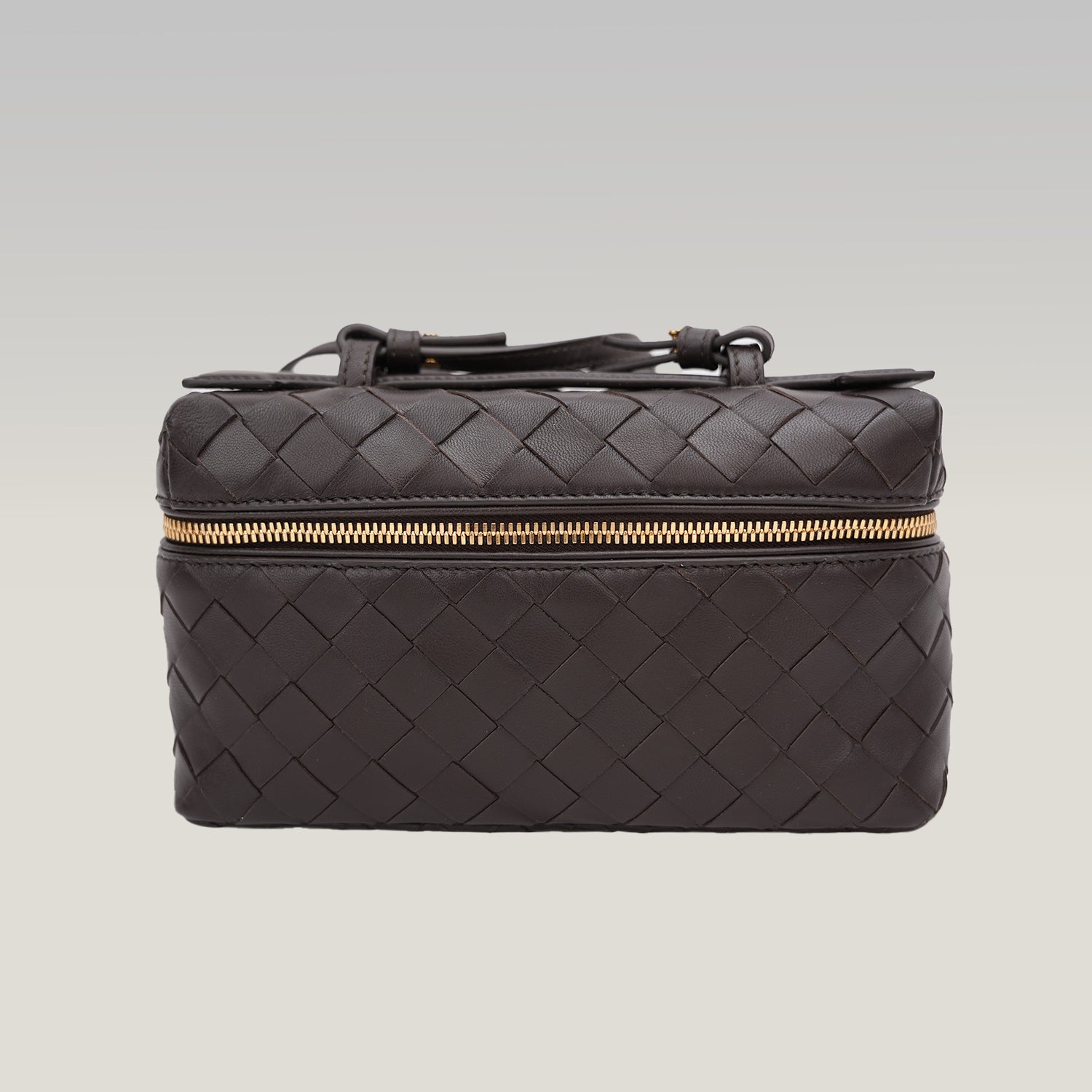 Bottega Veneta Beauty Case Intrecciato in Pelle Marrone