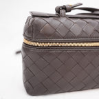 Bottega Veneta Beauty Case Intrecciato in Pelle Marrone