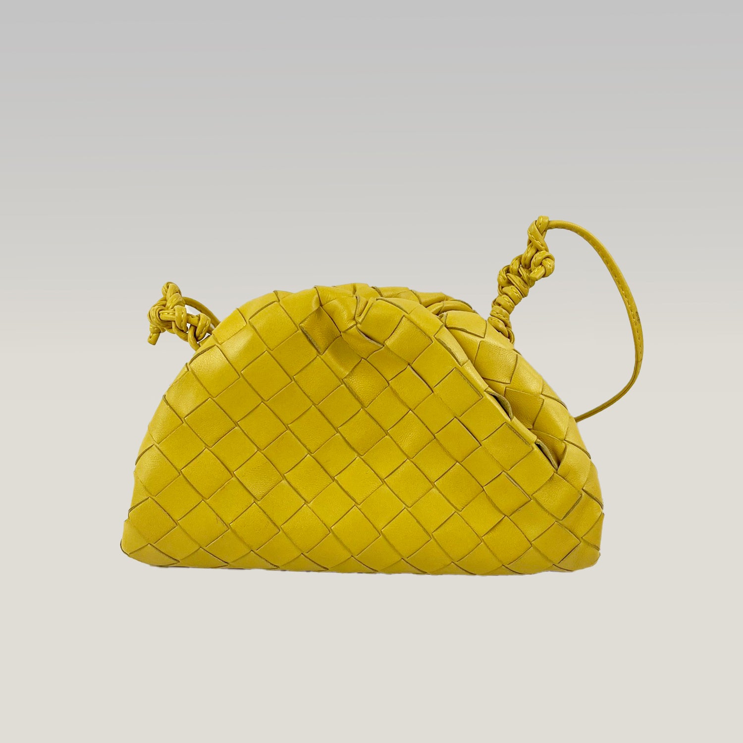 Borsa Bottega Veneta Mini Pouch Gialla in Pelle Intrecciata con Tracolla