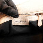 Balenciaga Neo Cagole Borsa Piccola in Pelle Arena Beige Nude con Borchie e Frange 26 cm