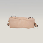 Balenciaga Neo Cagole Borsa Piccola in Pelle Arena Beige Nude con Borchie e Frange 26 cm