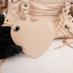 Balenciaga Neo Cagole Borsa Piccola in Pelle Arena Beige Nude con Borchie e Frange 26 cm