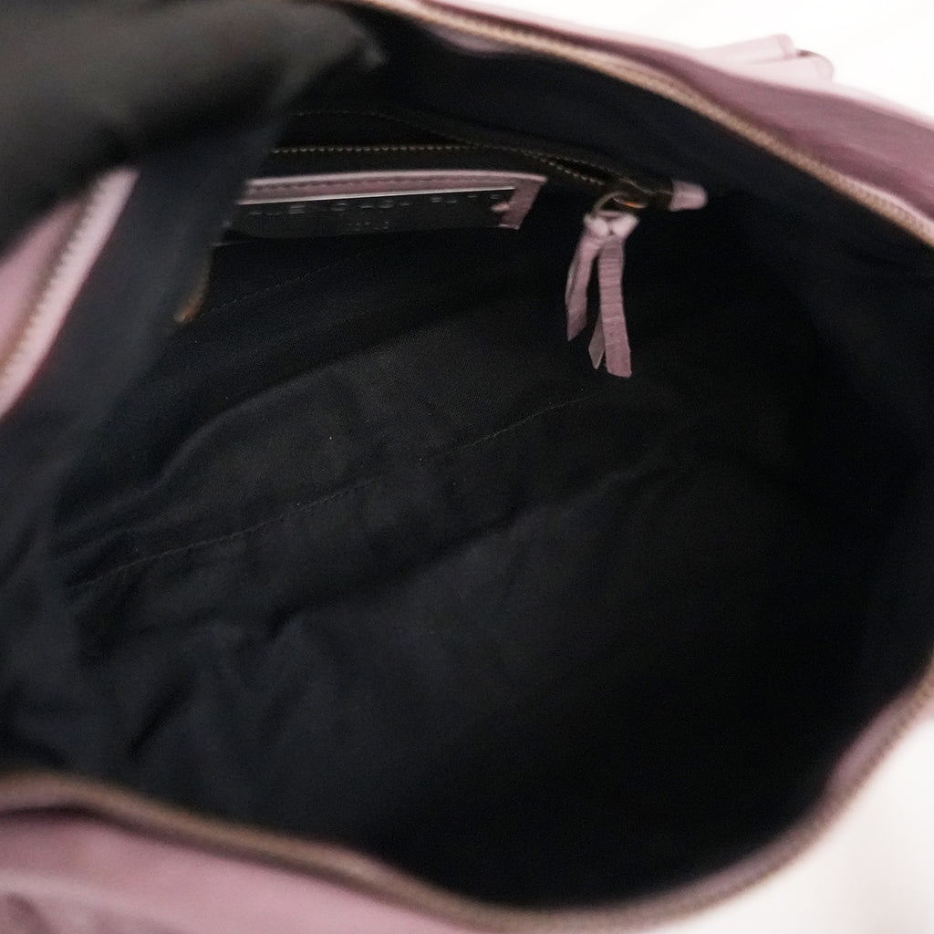 Balenciaga City Medium Parme Pink Waxed Leather Studded Motorcycle Bag