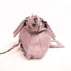 Balenciaga City Medium Parme Pink Waxed Leather Studded Motorcycle Bag