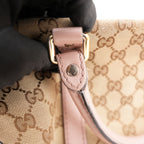 Gucci GG Canvas Boston Bag Beige & Pink Leather Trim Medium Top Handle Bag