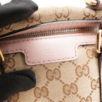 Gucci GG Canvas Boston Bag Beige & Pink Leather Trim Medium Top Handle Bag