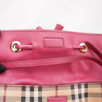 Burberry Leah Crossbody Bag Haymarket Check Beige e Rosa in Pelle e Tela Spalmata