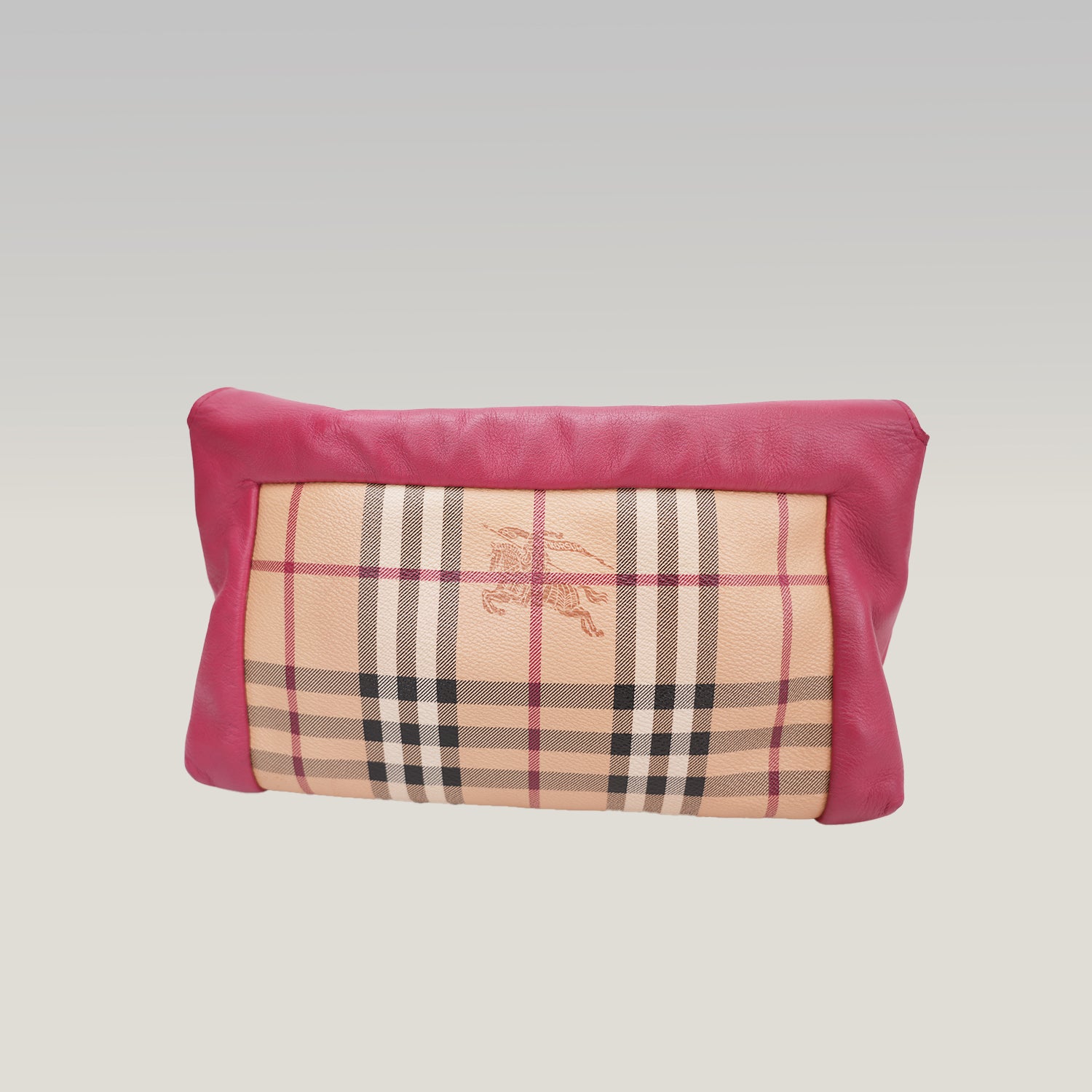 Burberry Leah Crossbody Bag Haymarket Check Beige e Rosa in Pelle e Tela Spalmata