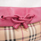 Burberry Leah Crossbody Bag Haymarket Check Beige e Rosa in Pelle e Tela Spalmata