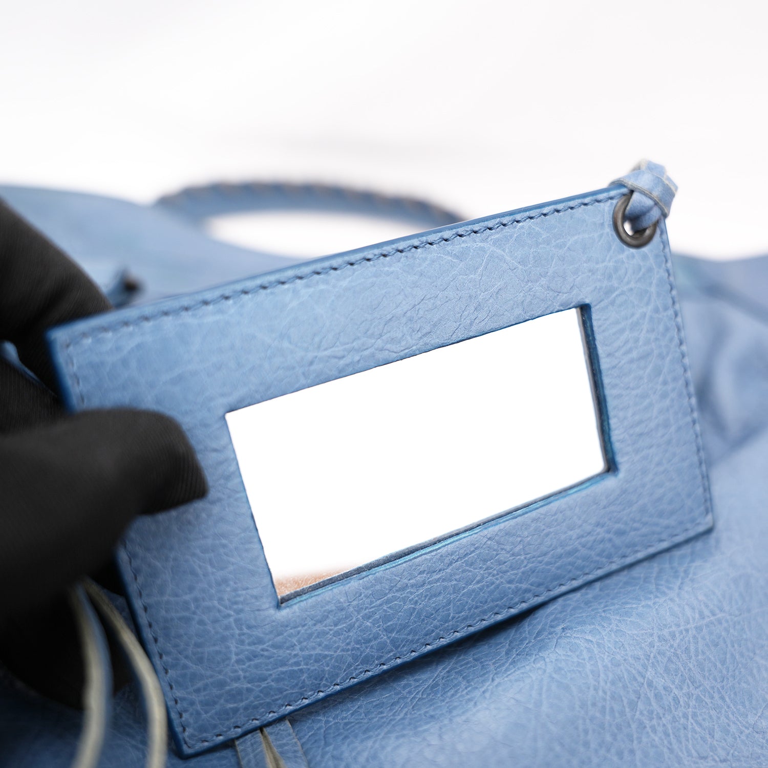Balenciaga Classic City Blue Leather Shoulder Bag with Mirror & Strap