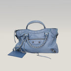 Balenciaga Classic City Blue Leather Shoulder Bag with Mirror & Strap
