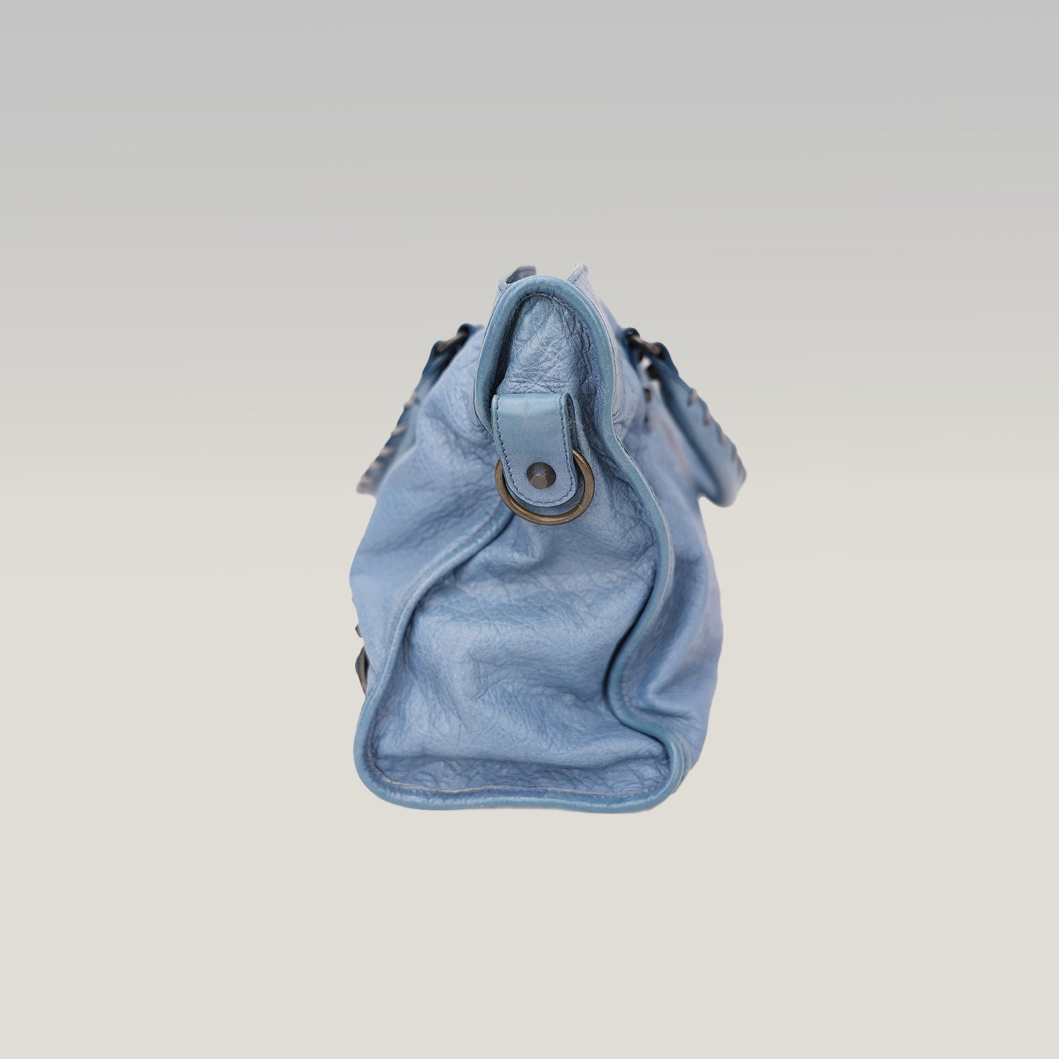 Balenciaga Classic City Blue Leather Shoulder Bag with Mirror & Strap