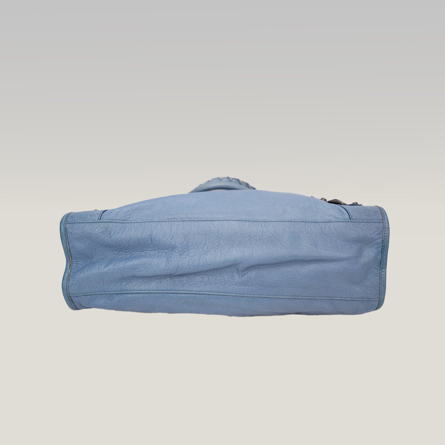 Balenciaga Classic City Blue Leather Shoulder Bag with Mirror & Strap