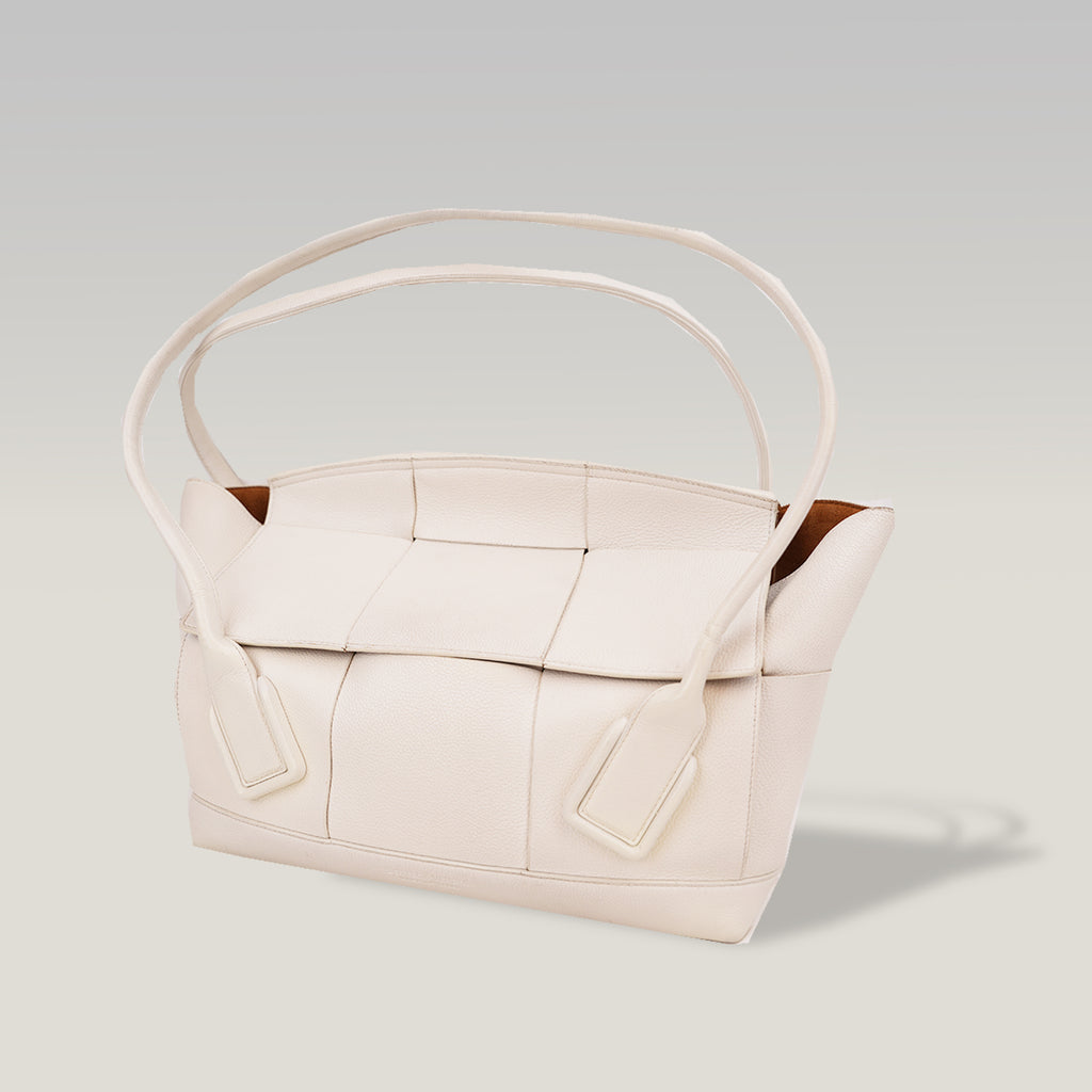 Bottega Veneta Arco Medium Tote Bag White Maxi Intrecciato Leather