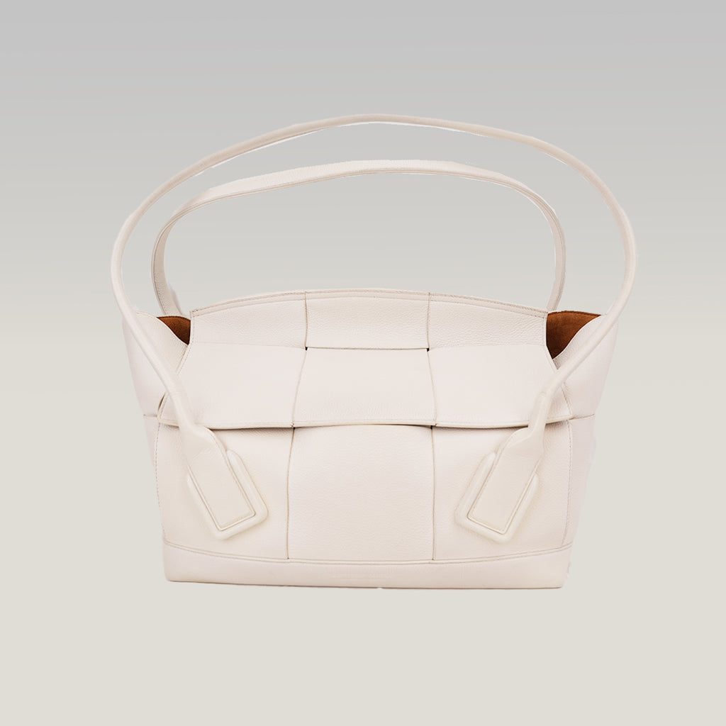 Bottega Veneta Arco Medium Tote Bag White Maxi Intrecciato Leather