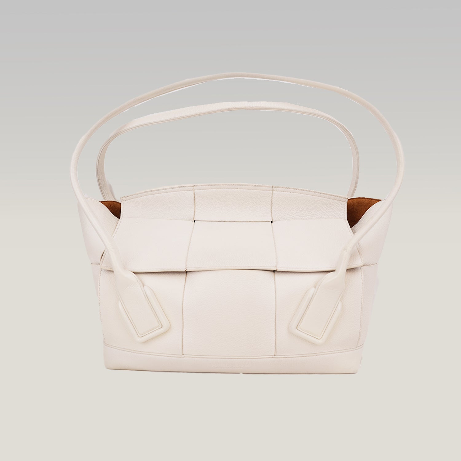 Bottega Veneta Arco Medium Tote Bag White Maxi Intrecciato Leather