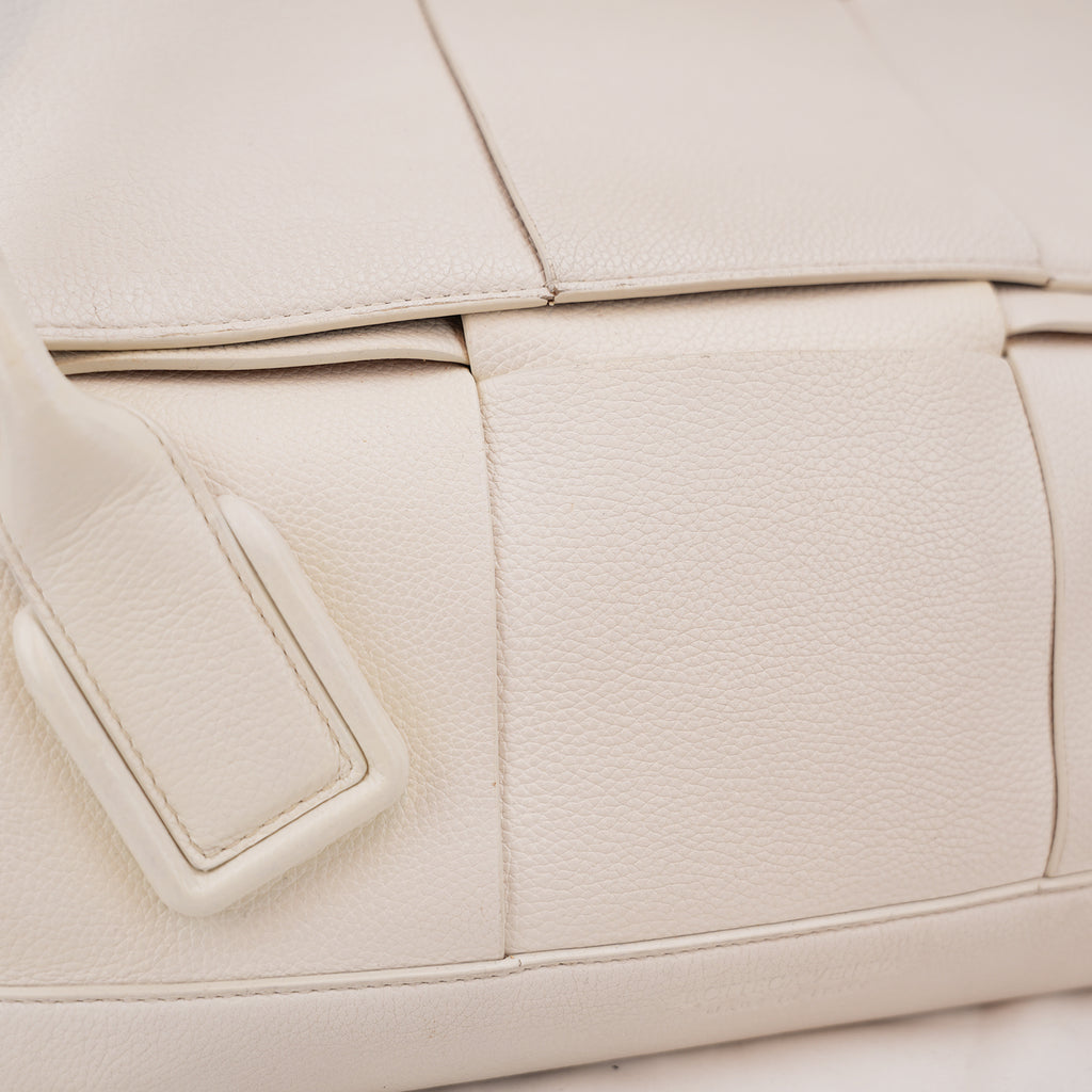 Bottega Veneta Arco Medium Tote Bag White Maxi Intrecciato Leather
