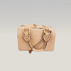 Chloé Paddington Borsa a Mano in Pelle Beige Nude con Lucchetto, Chiave e Dettagli Dorati