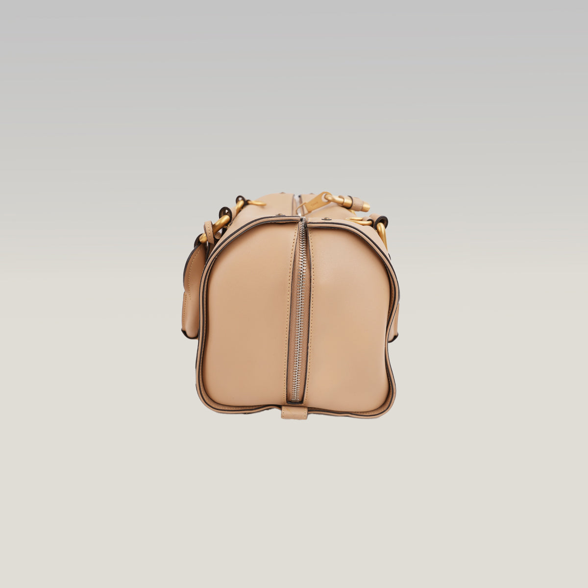 Chloé Paddington Borsa a Mano in Pelle Beige Nude con Lucchetto, Chiave e Dettagli Dorati