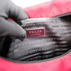 Prada Vintage Marsupio Rosso in Nylon con Borchie e Logo Triangolare