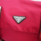 Prada Vintage Marsupio Rosso in Nylon con Borchie e Logo Triangolare
