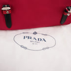 Prada Vintage Marsupio Rosso in Nylon con Borchie e Logo Triangolare
