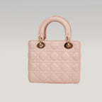 Dior Lady Dior Small My ABCDior Pink Lambskin Cannage Bag con Charm Oro