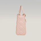 Dior Lady Dior Small My ABCDior Pink Lambskin Cannage Bag con Charm Oro