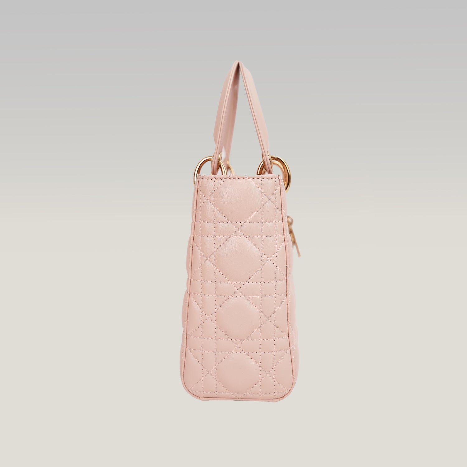 Dior Lady Dior Small My ABCDior Pink Lambskin Cannage Bag con Charm Oro