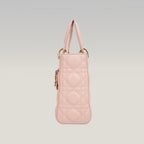 Dior Lady Dior Small My ABCDior Pink Lambskin Cannage Bag con Charm Oro
