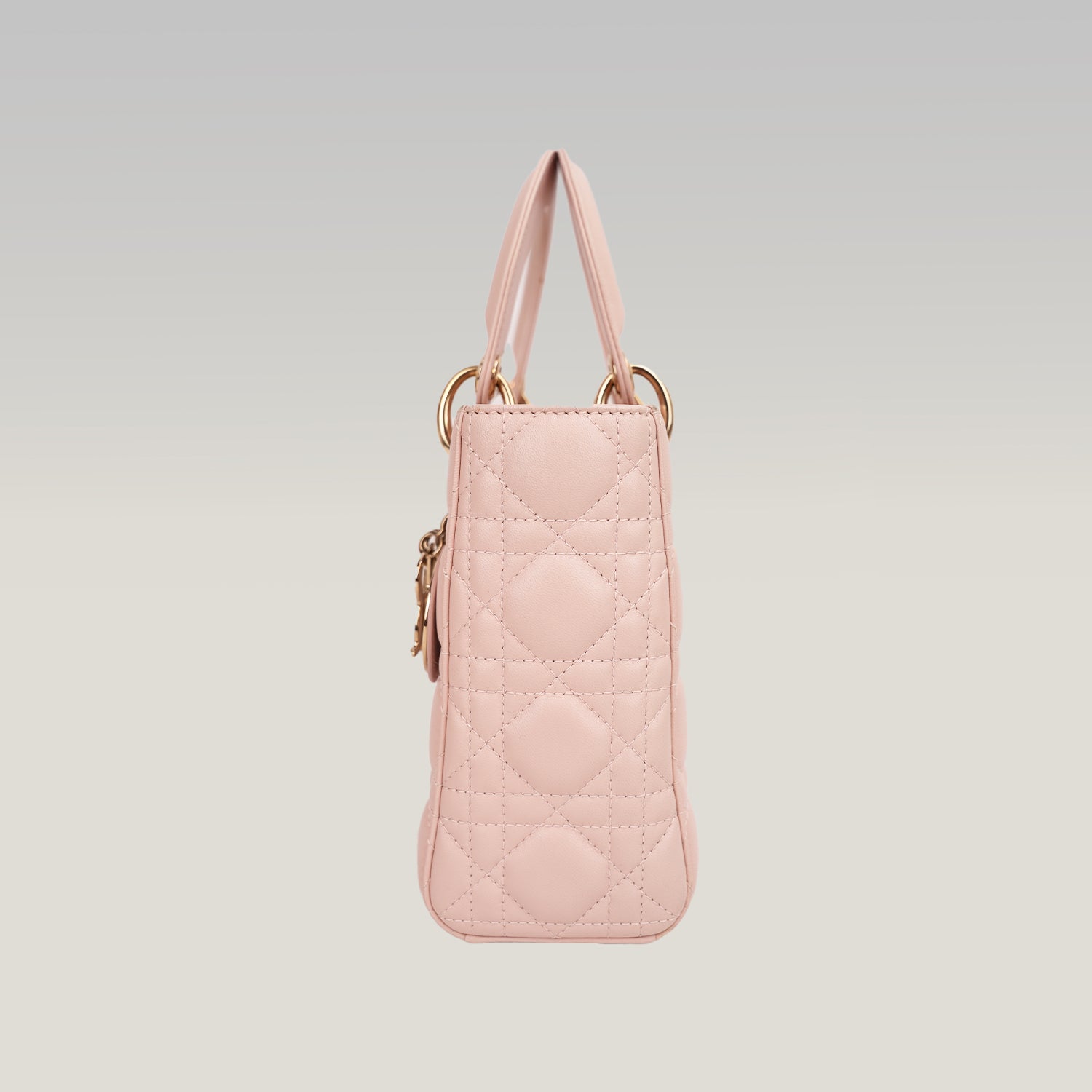 Dior Lady Dior Small My ABCDior Pink Lambskin Cannage Bag con Charm Oro