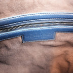 Bottega Veneta Borsa Hobo a Spalla in Pelle Intrecciato Blu Scuro con Manico Singolo