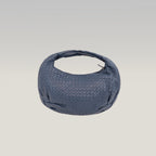 Bottega Veneta Borsa Hobo a Spalla in Pelle Intrecciato Blu Scuro con Manico Singolo
