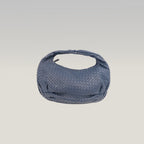 Bottega Veneta Borsa Hobo a Spalla in Pelle Intrecciato Blu Scuro con Manico Singolo