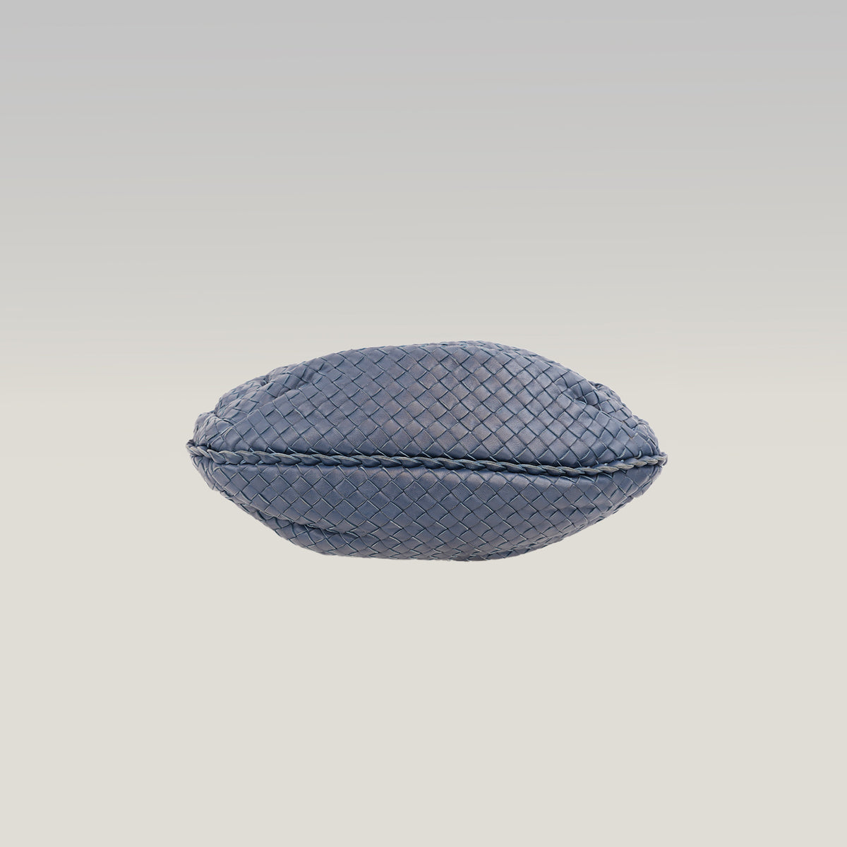Bottega Veneta Borsa Hobo a Spalla in Pelle Intrecciato Blu Scuro con Manico Singolo