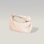 Bottega Veneta Jodie Mini Borsa a Mano in Pelle di Agnello Bianca Intrecciato con Nodo