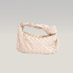 Bottega Veneta Jodie Mini Borsa a Mano in Pelle di Agnello Bianca Intrecciato con Nodo