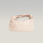 Bottega Veneta Jodie Mini Borsa a Mano in Pelle di Agnello Bianca Intrecciato con Nodo