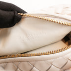 Bottega Veneta Jodie Mini Borsa a Mano in Pelle di Agnello Bianca Intrecciato con Nodo