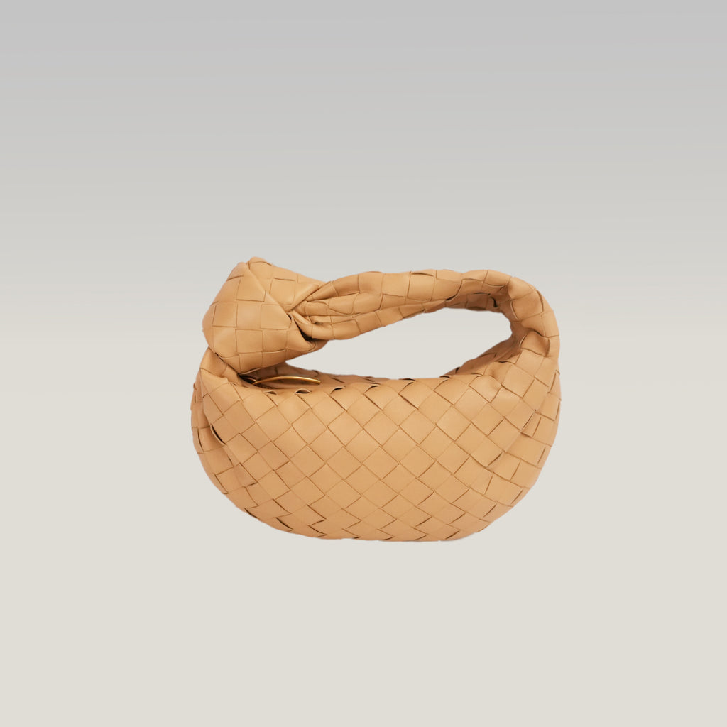 Bottega Veneta Jodie Mini Almond Beige Intrecciato Lambskin Bag