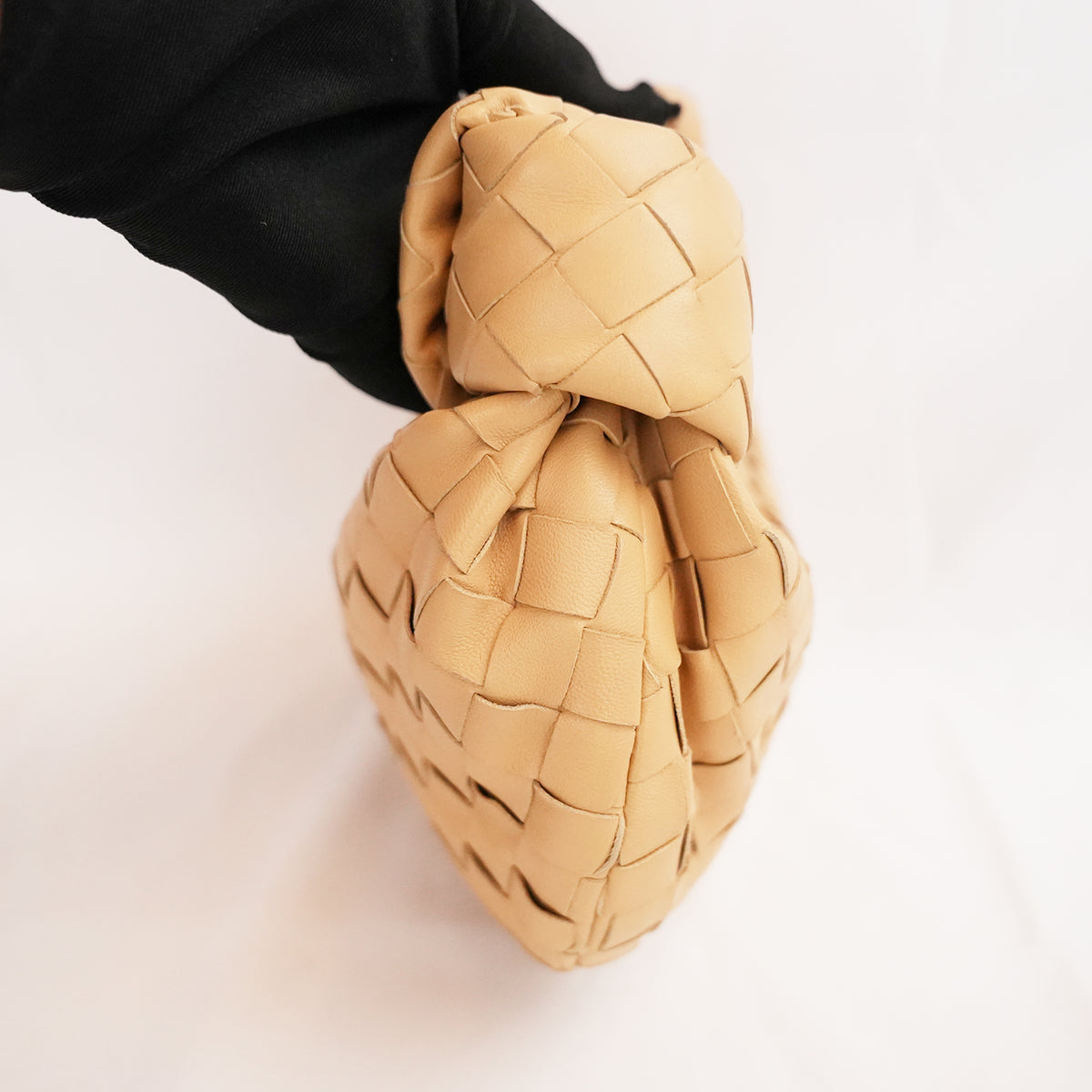 Bottega Veneta Jodie Mini Almond Beige Intrecciato Lambskin Bag